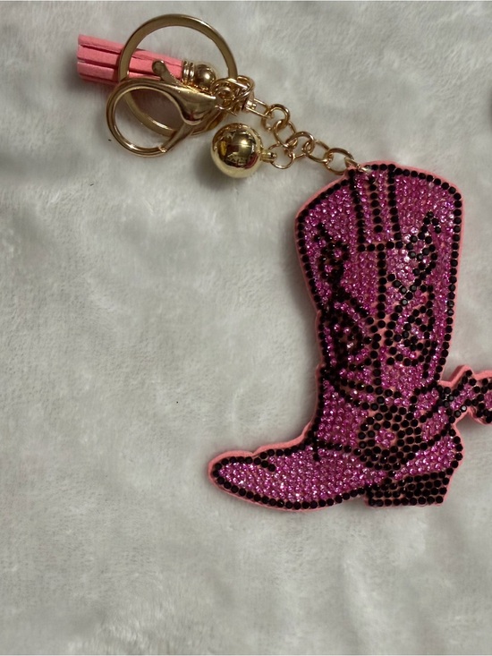 No Brand Accessories - Pink & Black Cowgirl Boot Key or Purse Charm